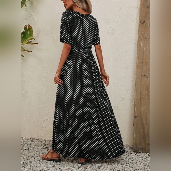 Polka Dot Print Smock Dress - Picture 3 of 4